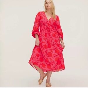 Floral Red Midi Dress
